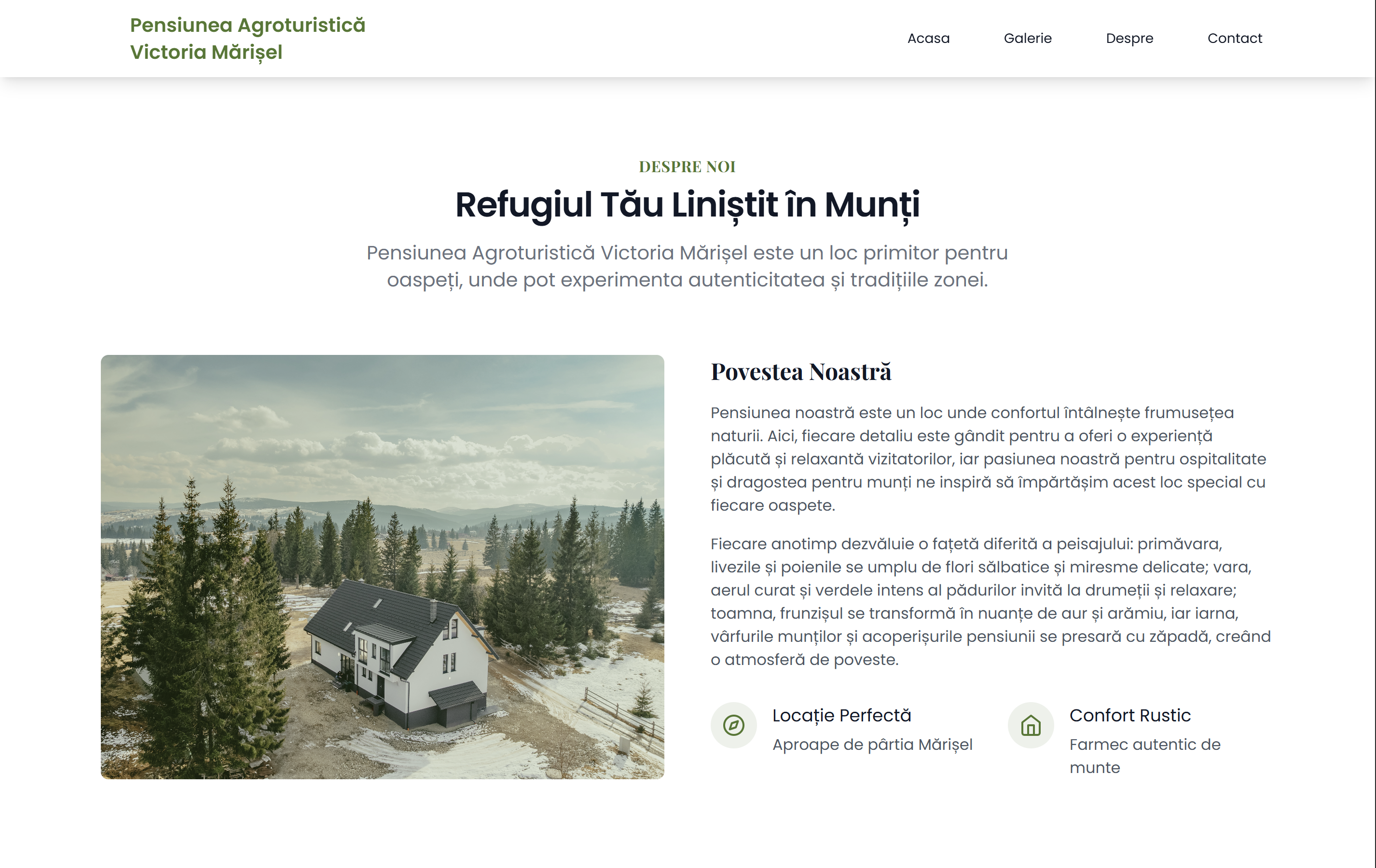Preview website Pensiunea Victoria Marisel - site de prezentare pentru pensiune din Mărișel